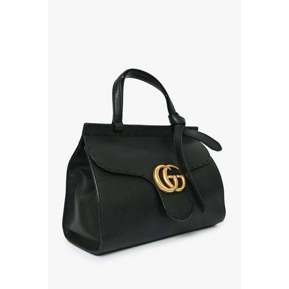 Gucci Black Grained Leather GG Top Handle with Strap - Picture 2 of 3